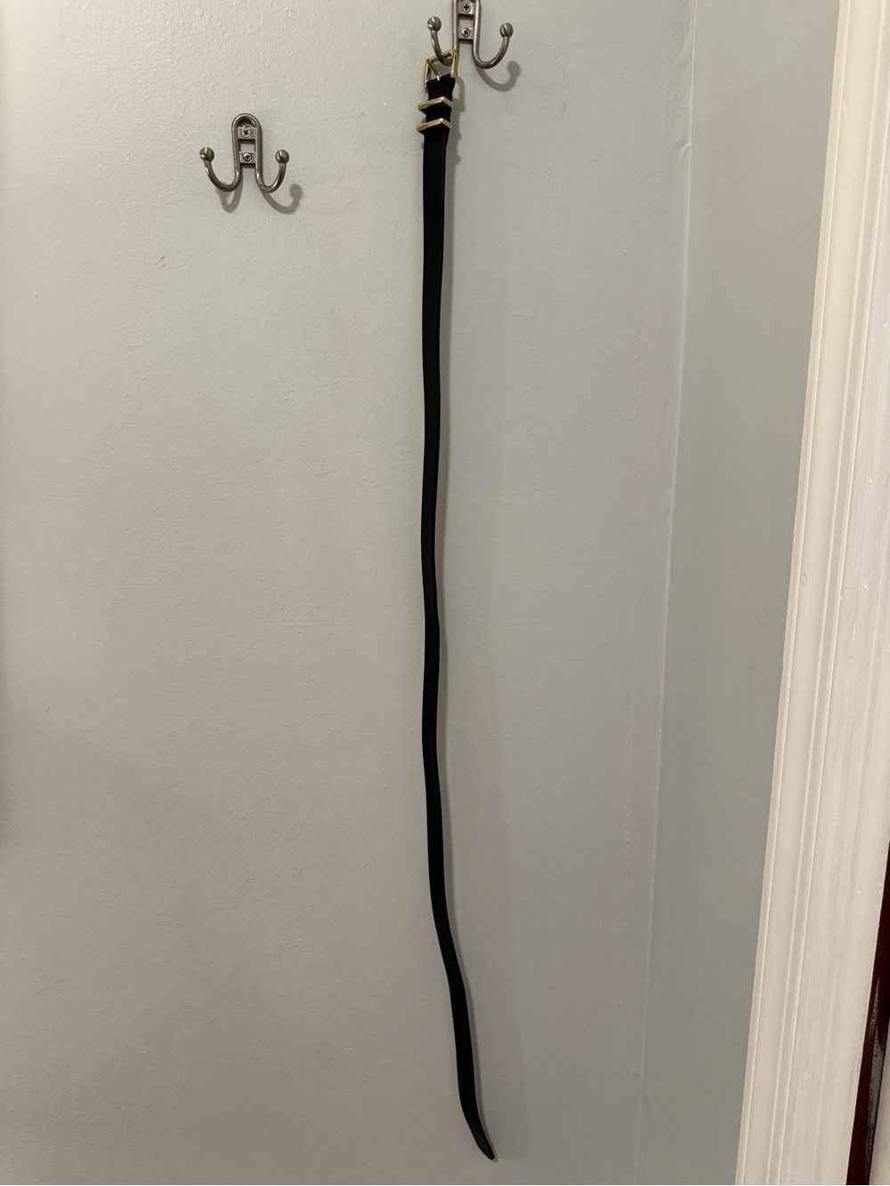 LOFT Black Skinny Leather Belt with Gold Buckle